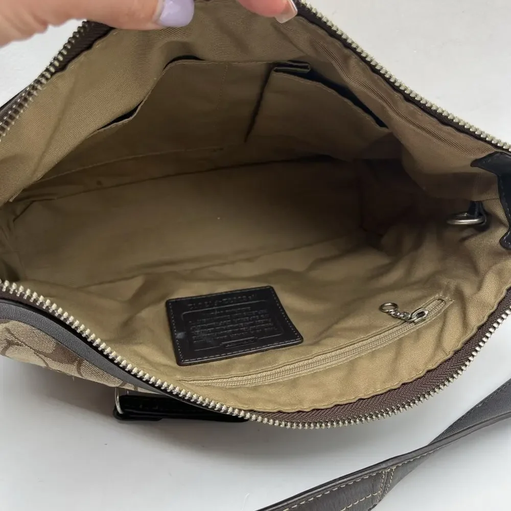 Vintage Y2K Coach Brown Beige Logo Shoulder Bag Silver Hardware F13012 ASIS RARE